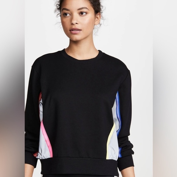 Terez Women’s NWT Colorblock Black Sweatshirt with Reflective Trim Size Small - Picture 3 of 13